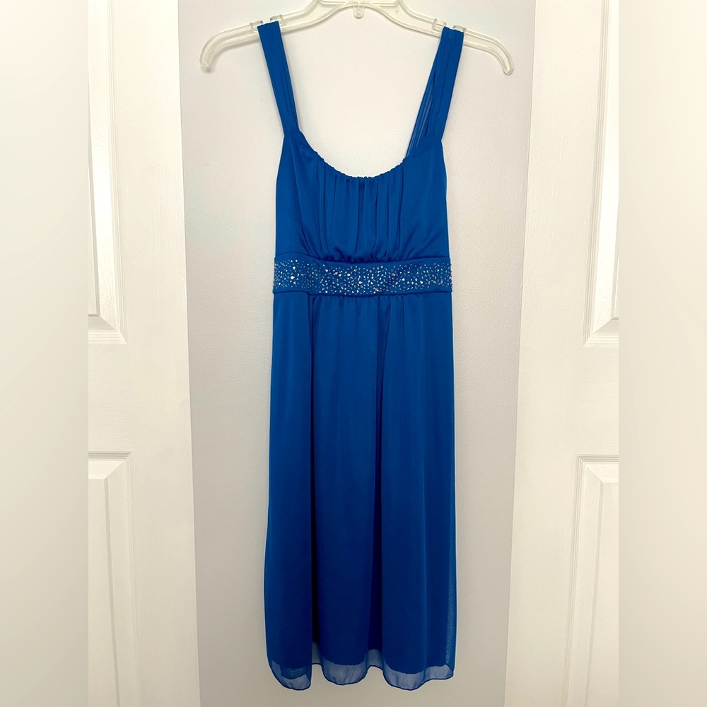 La Belle Blue Scoop Neck Cocktail Dress
